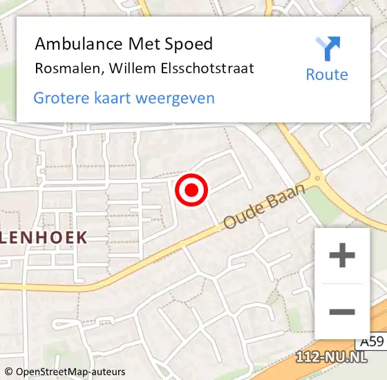 Locatie op kaart van de 112 melding: Ambulance Met Spoed Naar Rosmalen, Willem Elsschotstraat op 14 januari 2017 06:39