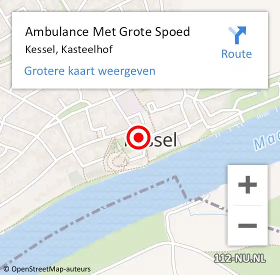 Locatie op kaart van de 112 melding: Ambulance Met Grote Spoed Naar Kessel, Kasteelhof op 14 januari 2017 07:52