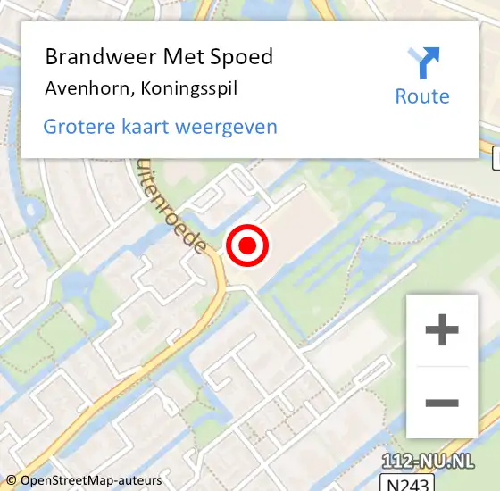 Locatie op kaart van de 112 melding: Brandweer Met Spoed Naar Avenhorn, Koningsspil op 14 januari 2017 09:04