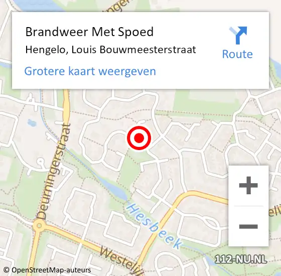 Locatie op kaart van de 112 melding: Brandweer Met Spoed Naar Hengelo, Louis Bouwmeesterstraat op 14 januari 2017 10:22