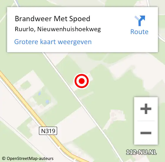 Locatie op kaart van de 112 melding: Brandweer Met Spoed Naar Ruurlo, Nieuwenhuishoekweg op 14 januari 2017 10:49
