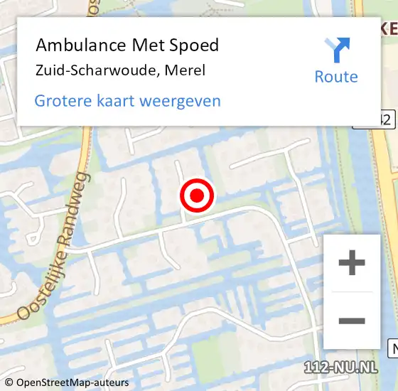 Locatie op kaart van de 112 melding: Ambulance Met Spoed Naar Zuid-Scharwoude, Merel op 14 januari 2017 11:44