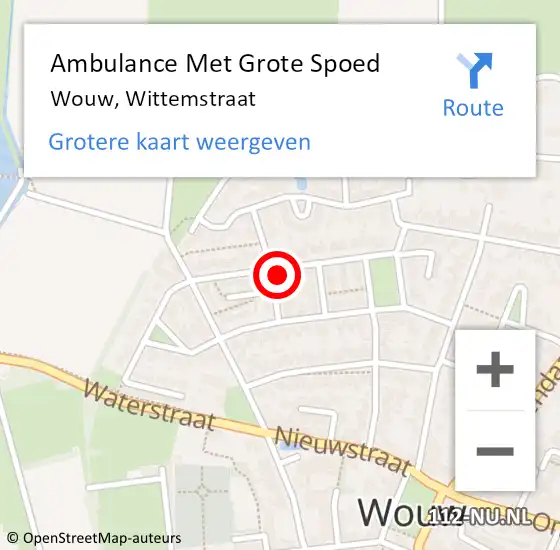 Locatie op kaart van de 112 melding: Ambulance Met Grote Spoed Naar Wouw, Wittemstraat op 14 januari 2017 12:35