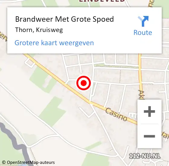 Locatie op kaart van de 112 melding: Brandweer Met Grote Spoed Naar Thorn, Kruisweg op 14 januari 2017 14:22