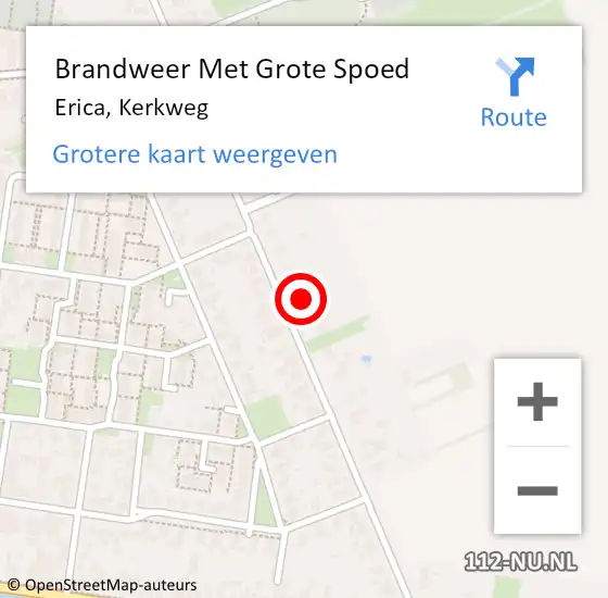 Locatie op kaart van de 112 melding: Brandweer Met Grote Spoed Naar Erica, Kerkweg op 14 januari 2017 14:36