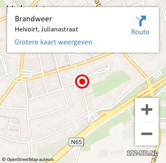 Locatie op kaart van de 112 melding: Brandweer Helvoirt, Julianastraat op 14 januari 2017 15:26