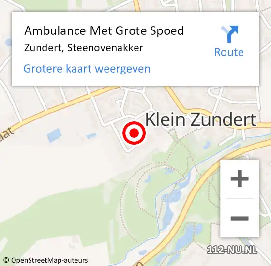 Locatie op kaart van de 112 melding: Ambulance Met Grote Spoed Naar Zundert, Steenovenakker op 14 januari 2017 15:52