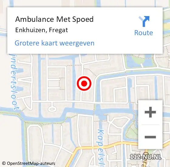 Locatie op kaart van de 112 melding: Ambulance Met Spoed Naar Enkhuizen, Fregat op 14 januari 2017 16:00