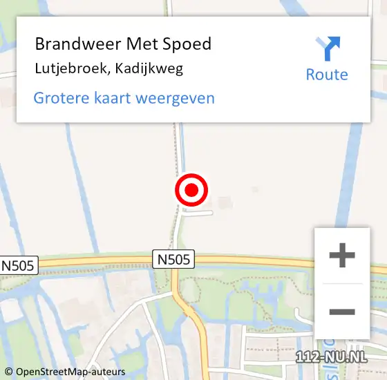 Locatie op kaart van de 112 melding: Brandweer Met Spoed Naar Lutjebroek, Kadijkweg op 14 januari 2017 16:04