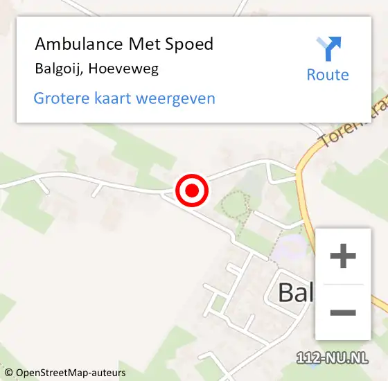 Locatie op kaart van de 112 melding: Ambulance Met Spoed Naar Balgoij, Hoeveweg op 14 januari 2017 17:34