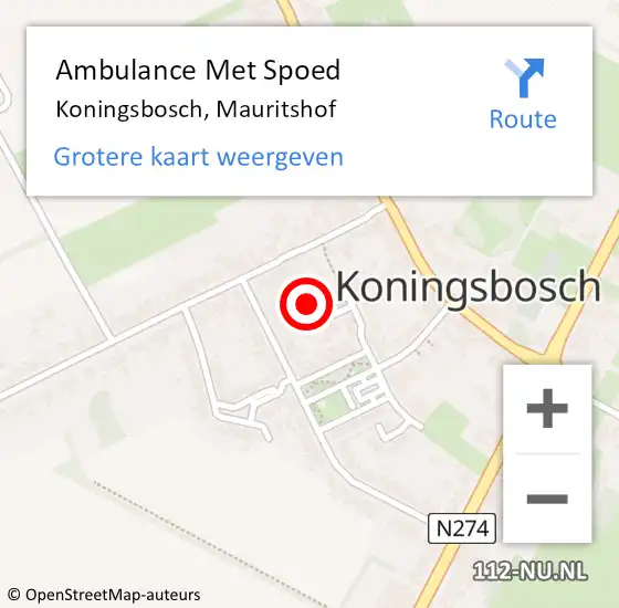 Locatie op kaart van de 112 melding: Ambulance Met Spoed Naar Koningsbosch, Mauritshof op 14 januari 2017 17:59