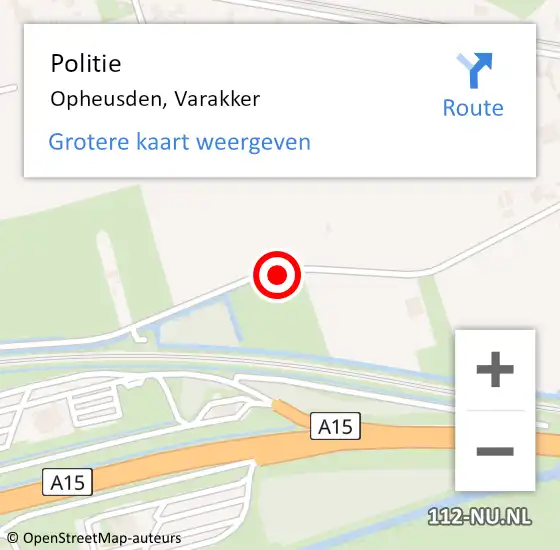 Locatie op kaart van de 112 melding: Politie Opheusden, Varakker op 14 januari 2017 18:42