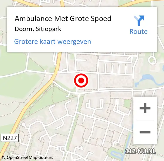 Locatie op kaart van de 112 melding: Ambulance Met Grote Spoed Naar Doorn, Sitiopark op 14 januari 2017 19:09