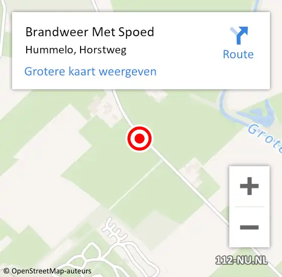 Locatie op kaart van de 112 melding: Brandweer Met Spoed Naar Hummelo, Horstweg op 14 januari 2017 19:21