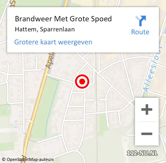 Locatie op kaart van de 112 melding: Brandweer Met Grote Spoed Naar Hattem, Sparrenlaan op 14 januari 2017 19:48