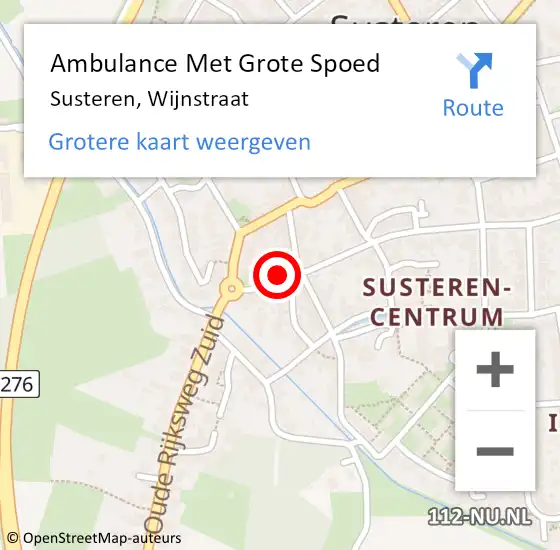 Locatie op kaart van de 112 melding: Ambulance Met Grote Spoed Naar Susteren, Wijnstraat op 14 januari 2017 19:55