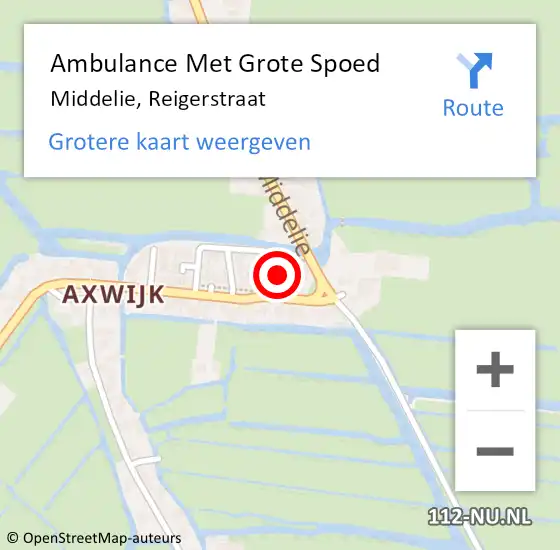 Locatie op kaart van de 112 melding: Ambulance Met Grote Spoed Naar Middelie, Reigerstraat op 14 januari 2017 20:09