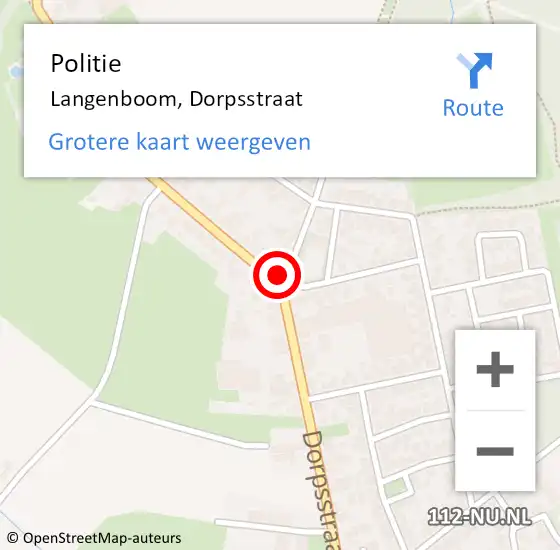 Locatie op kaart van de 112 melding: Politie Langenboom, Dorpsstraat op 14 januari 2017 20:44