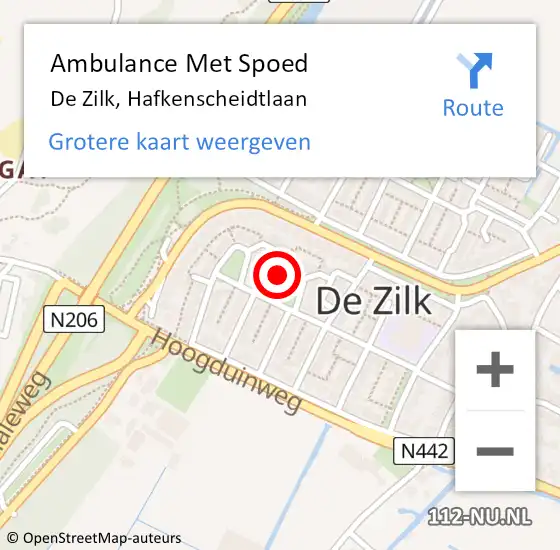 Locatie op kaart van de 112 melding: Ambulance Met Spoed Naar De Zilk, Hafkenscheidtlaan op 14 januari 2017 21:12