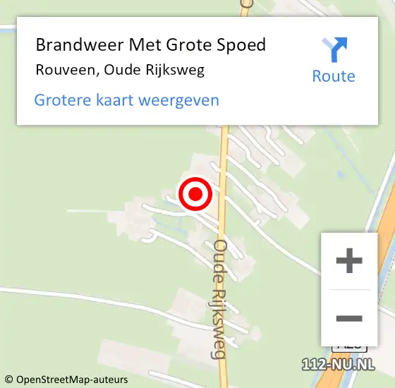 Locatie op kaart van de 112 melding: Brandweer Met Grote Spoed Naar Rouveen, Oude Rijksweg op 14 januari 2017 22:18