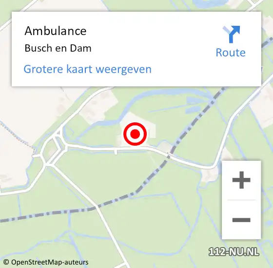 Locatie op kaart van de 112 melding: Ambulance Busch en Dam op 14 januari 2017 23:11