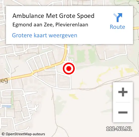 Locatie op kaart van de 112 melding: Ambulance Met Grote Spoed Naar Egmond aan Zee, Plevierenlaan op 14 januari 2017 23:41