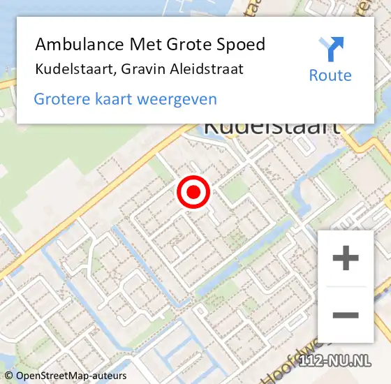 Locatie op kaart van de 112 melding: Ambulance Met Grote Spoed Naar Kudelstaart, Gravin Aleidstraat op 14 januari 2017 23:43