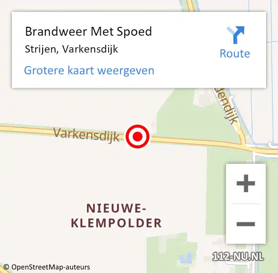Locatie op kaart van de 112 melding: Brandweer Met Spoed Naar Strijen, Varkensdijk op 14 januari 2017 23:49