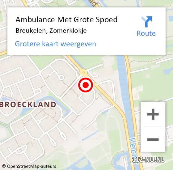 Locatie op kaart van de 112 melding: Ambulance Met Grote Spoed Naar Breukelen, Zomerklokje op 15 januari 2017 00:05