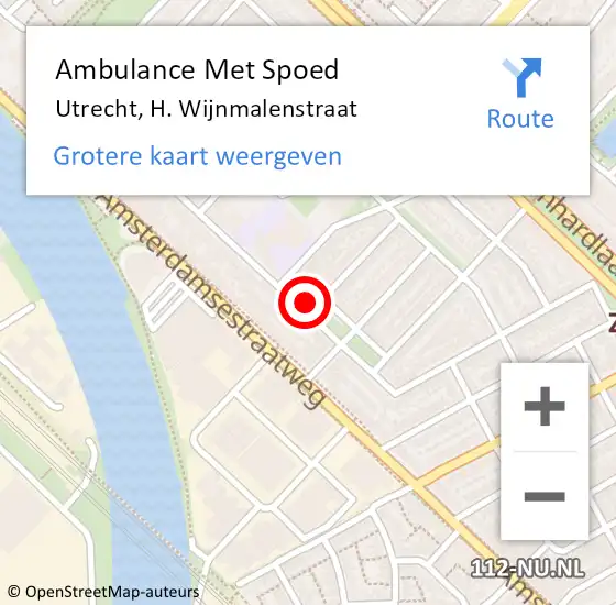 Locatie op kaart van de 112 melding: Ambulance Met Spoed Naar Utrecht, H. Wijnmalenstraat op 15 januari 2017 00:16