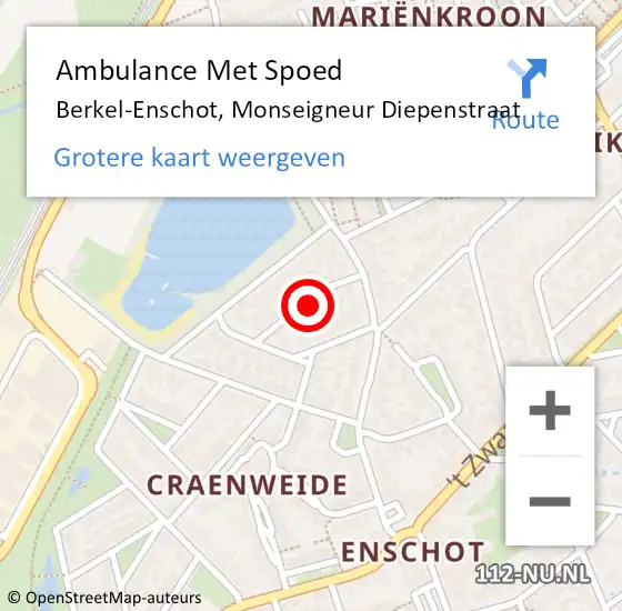 Locatie op kaart van de 112 melding: Ambulance Met Spoed Naar Berkel-Enschot, Monseigneur Diepenstraat op 15 januari 2017 00:42