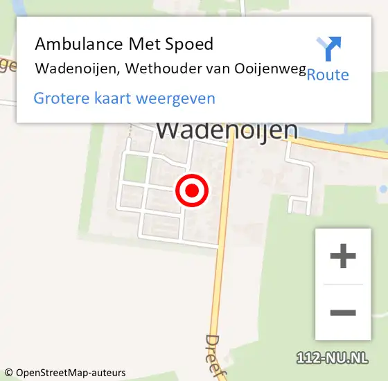 Locatie op kaart van de 112 melding: Ambulance Met Spoed Naar Wadenoijen, Wethouder van Ooijenweg op 15 januari 2017 00:46