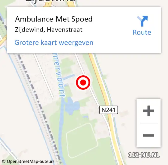 Locatie op kaart van de 112 melding: Ambulance Met Spoed Naar Zijdewind, Havenstraat op 15 januari 2017 02:40