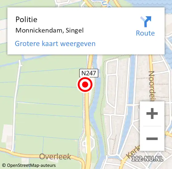 Locatie op kaart van de 112 melding: Politie Monnickendam, Singel op 15 januari 2017 02:42