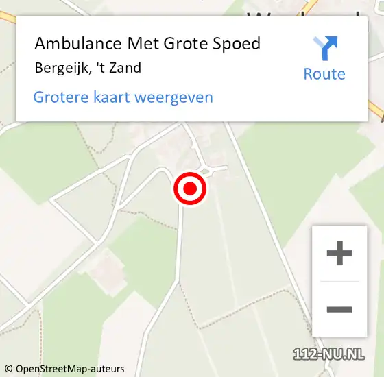 Locatie op kaart van de 112 melding: Ambulance Met Grote Spoed Naar Bergeijk, 't Zand op 15 januari 2017 03:53