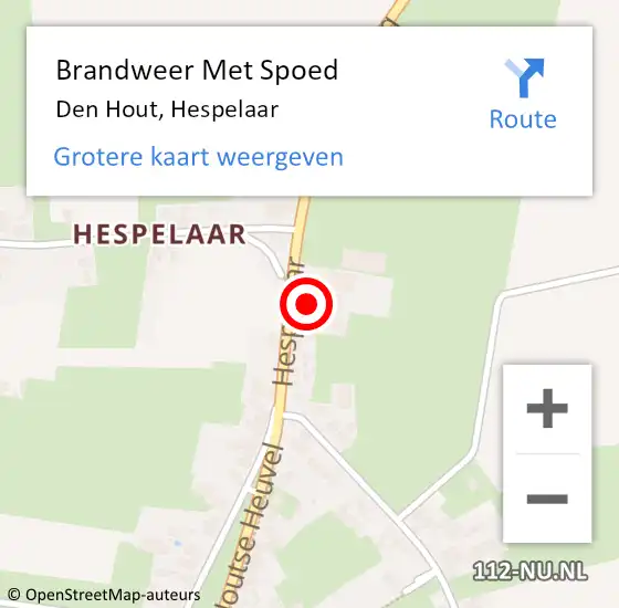 Locatie op kaart van de 112 melding: Brandweer Met Spoed Naar Den Hout, Hespelaar op 15 januari 2017 05:27