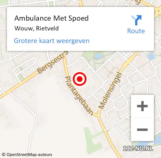 Locatie op kaart van de 112 melding: Ambulance Met Spoed Naar Wouw, Rietveld op 8 januari 2014 00:40