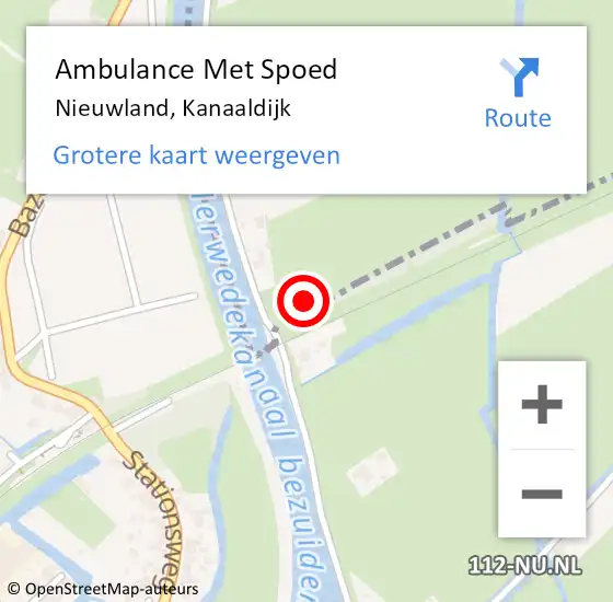 Locatie op kaart van de 112 melding: Ambulance Met Spoed Naar Nieuwland, Kanaaldijk op 15 januari 2017 06:26