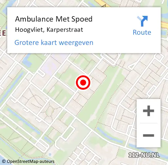 Locatie op kaart van de 112 melding: Ambulance Met Spoed Naar Hoogvliet, Karperstraat op 15 januari 2017 07:23