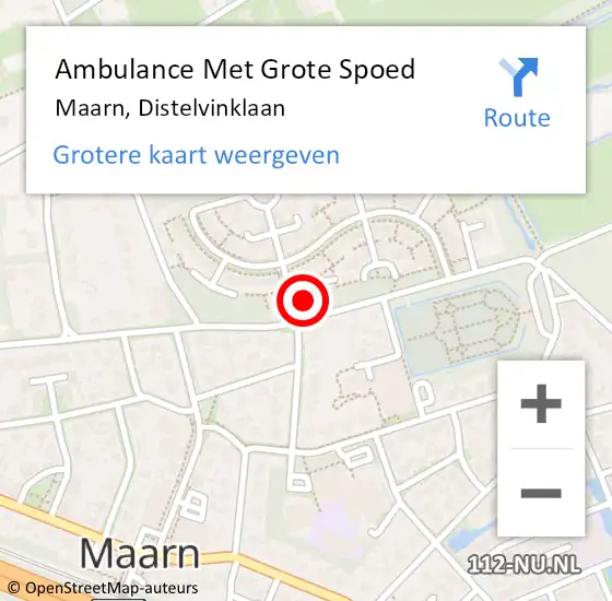 Locatie op kaart van de 112 melding: Ambulance Met Grote Spoed Naar Maarn, Distelvinklaan op 15 januari 2017 07:54