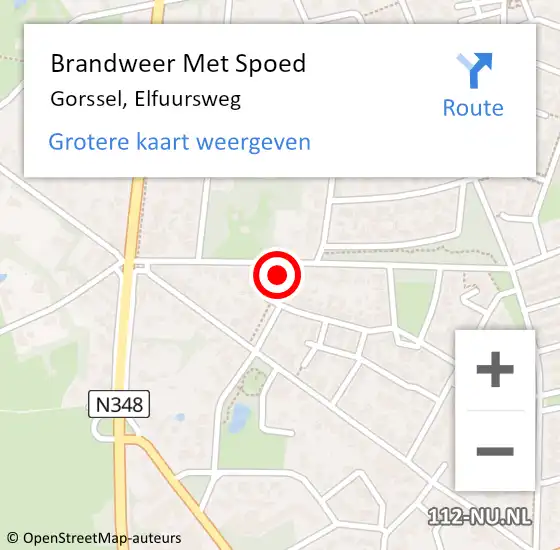 Locatie op kaart van de 112 melding: Brandweer Met Spoed Naar Gorssel, Elfuursweg op 15 januari 2017 08:05