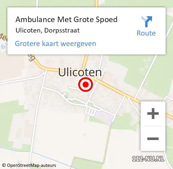 Locatie op kaart van de 112 melding: Ambulance Met Grote Spoed Naar Ulicoten, Dorpsstraat op 15 januari 2017 08:10