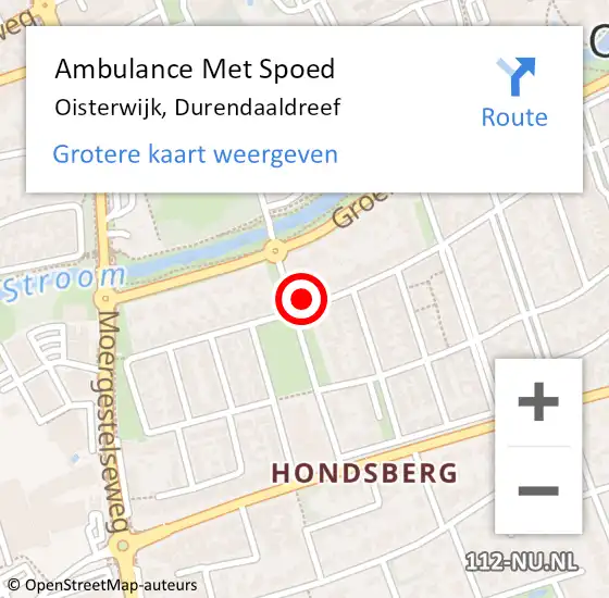 Locatie op kaart van de 112 melding: Ambulance Met Spoed Naar Oisterwijk, Durendaaldreef op 15 januari 2017 08:21