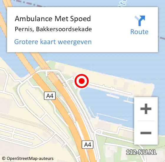 Locatie op kaart van de 112 melding: Ambulance Met Spoed Naar Pernis, Bakkersoordsekade op 15 januari 2017 09:39