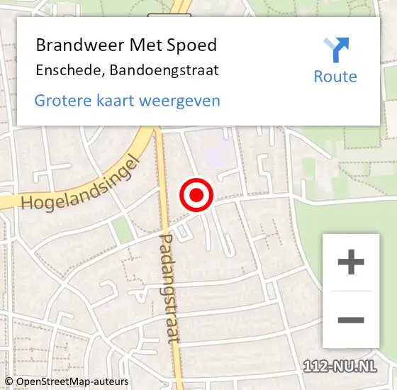 Locatie op kaart van de 112 melding: Brandweer Met Spoed Naar Enschede, Bandoengstraat op 15 januari 2017 09:58