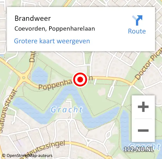 Locatie op kaart van de 112 melding: Brandweer Coevorden, Poppenharelaan op 15 januari 2017 10:25