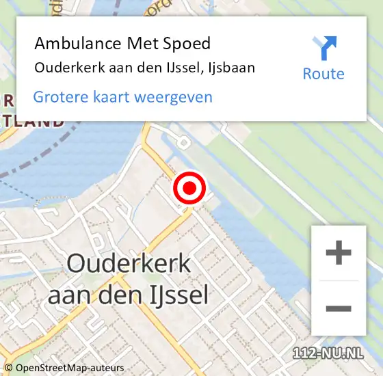 Locatie op kaart van de 112 melding: Ambulance Met Spoed Naar Ouderkerk aan den IJssel, Ijsbaan op 15 januari 2017 10:27