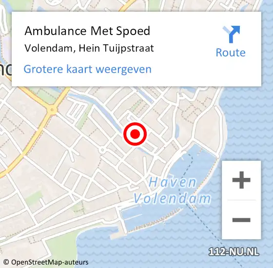 Locatie op kaart van de 112 melding: Ambulance Met Spoed Naar Volendam, Hein Tuijpstraat op 15 januari 2017 10:44