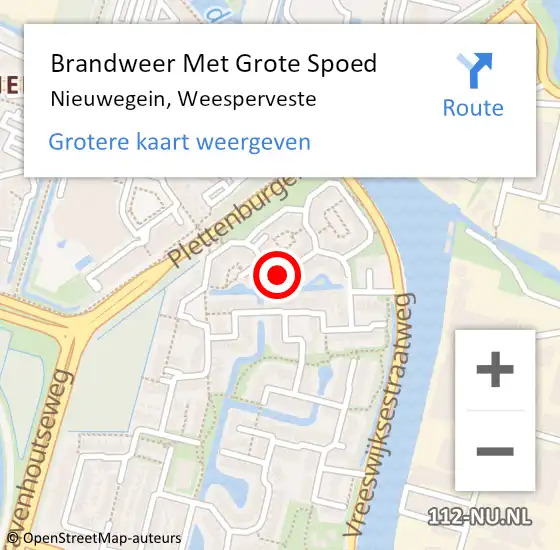 Locatie op kaart van de 112 melding: Brandweer Met Grote Spoed Naar Nieuwegein, Weesperveste op 15 januari 2017 12:03