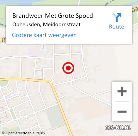 Locatie op kaart van de 112 melding: Brandweer Met Grote Spoed Naar Opheusden, Meidoornstraat op 15 januari 2017 12:14